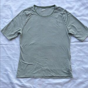 Lands End Sage & White Stripes Shirt